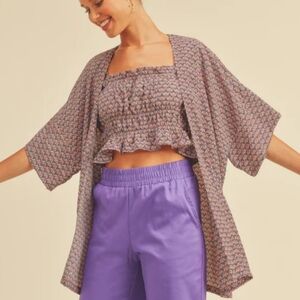 If She Loves Secret Garden Patterned Open-Front Kimono Size Large.